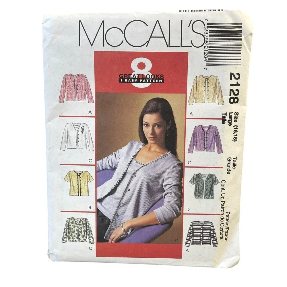 McCall's‎ 2128 Misses Cardigan & Top Sewing Pattern Size 16 18 Large 1990s